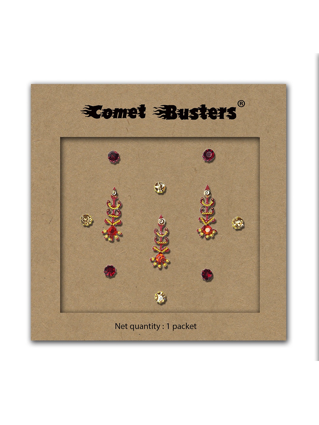 

Comet Busters 11 Pcs Reusable Bindi - Maroon & Gold, Multi