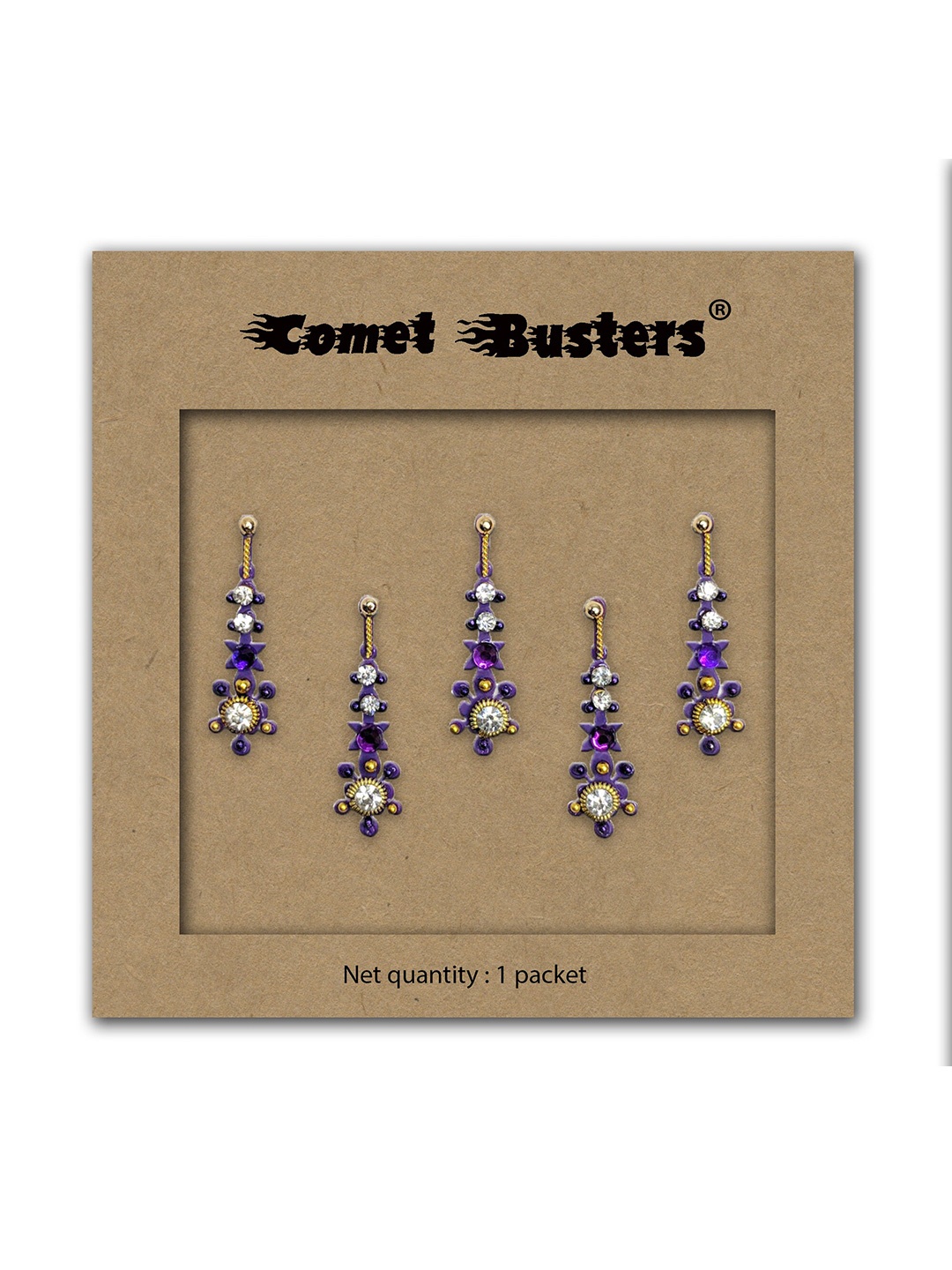 

Comet Busters Set Of 5 Embellished Bindis, Blue