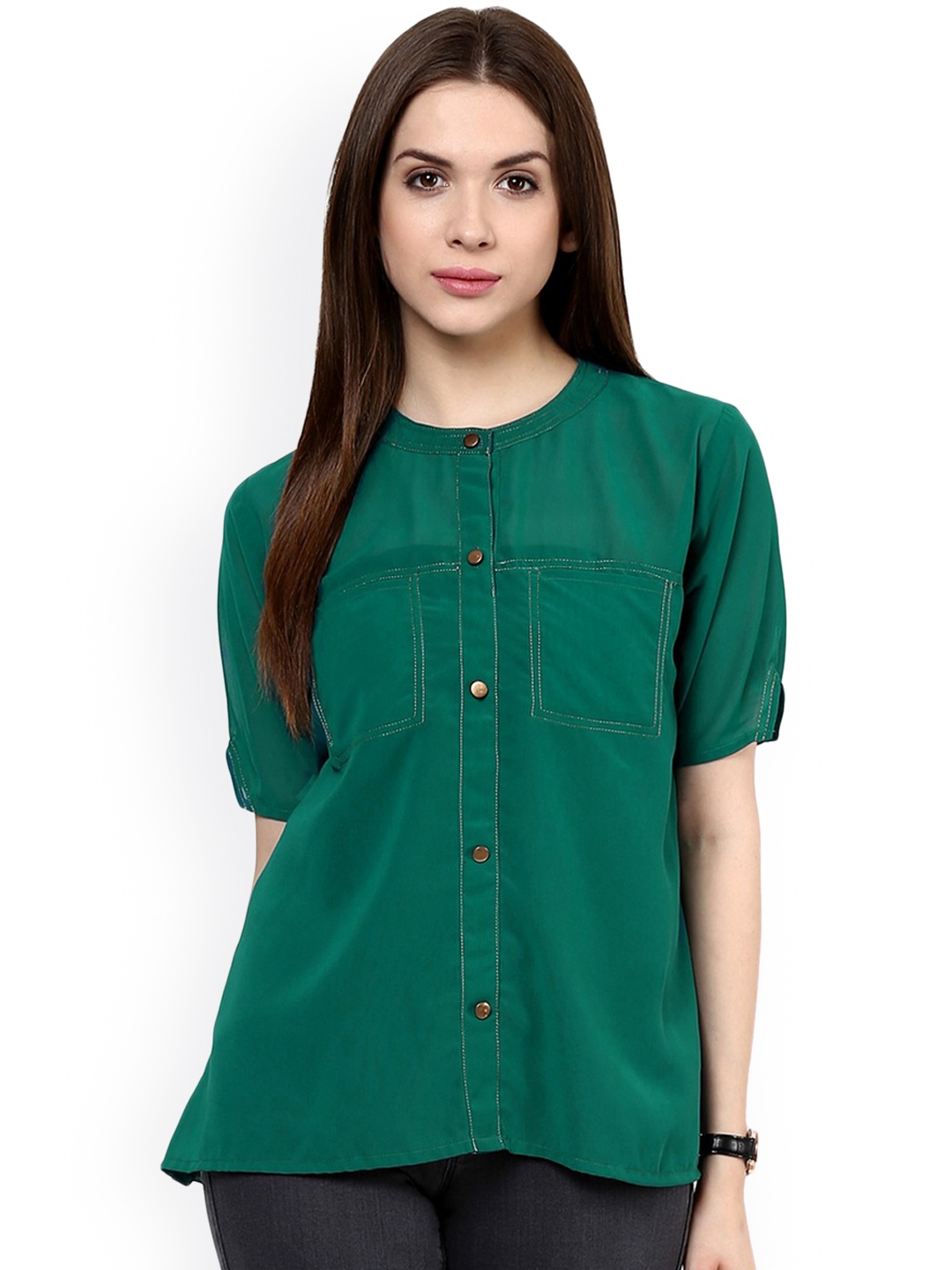 

Zima Leto Women Green Solid A-Line Top