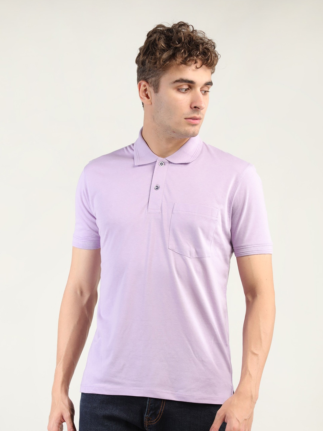 

Plagg Men Polo Collar Cotton T-shirt, Purple