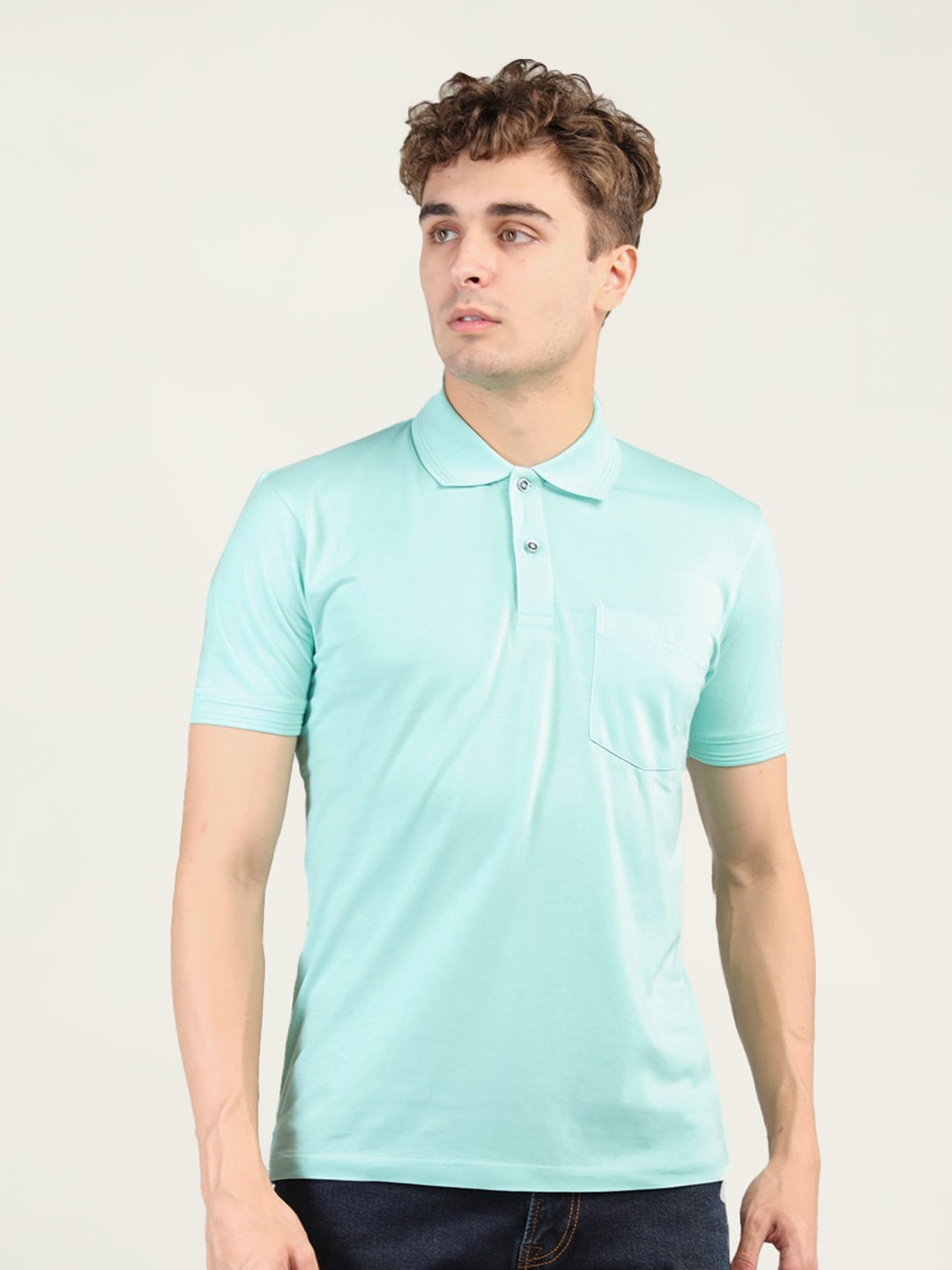 

Plagg Men Polo Collar Cotton T-shirt, Green