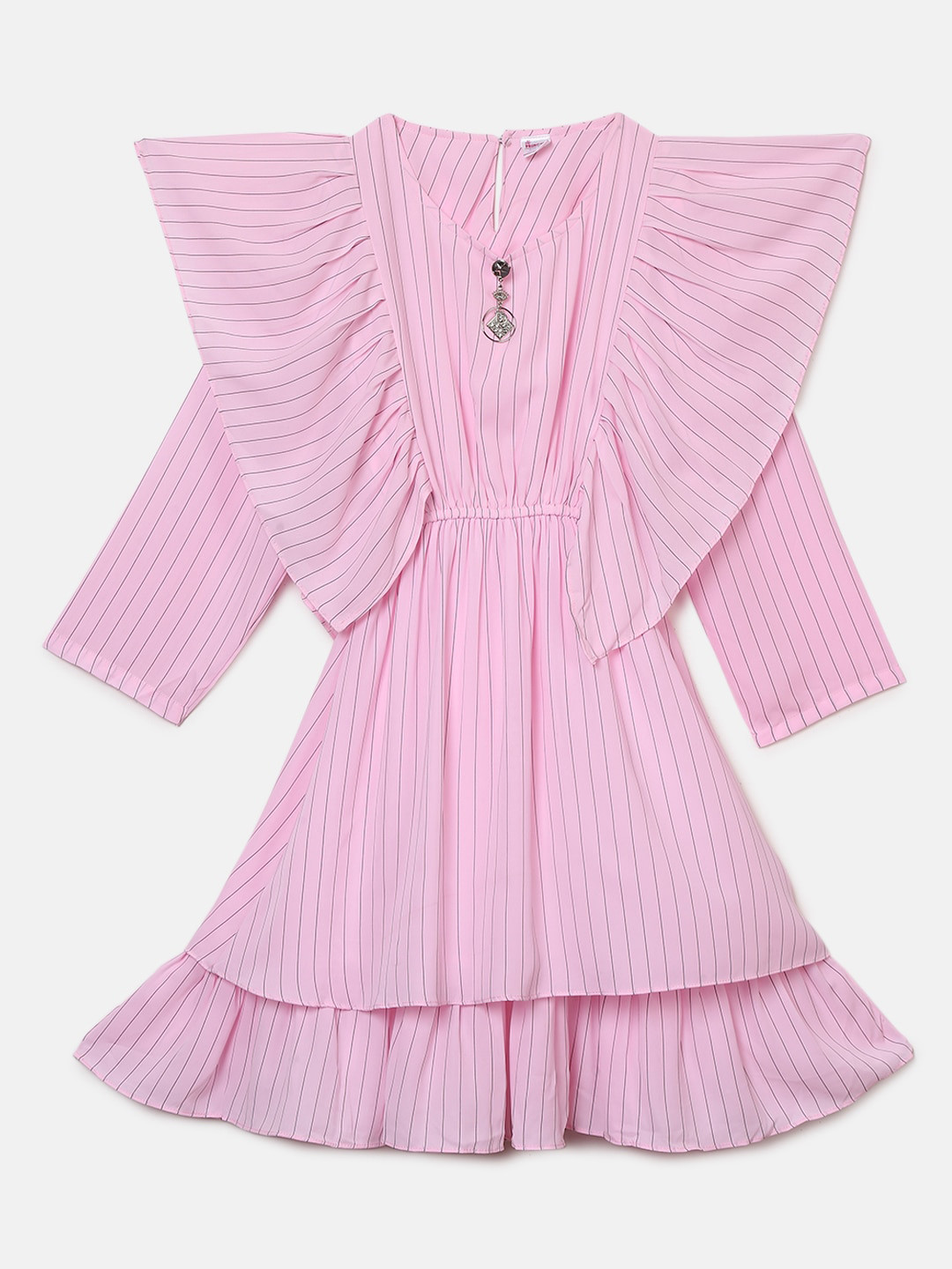 

V-Mart Girls Striped Dress, Pink