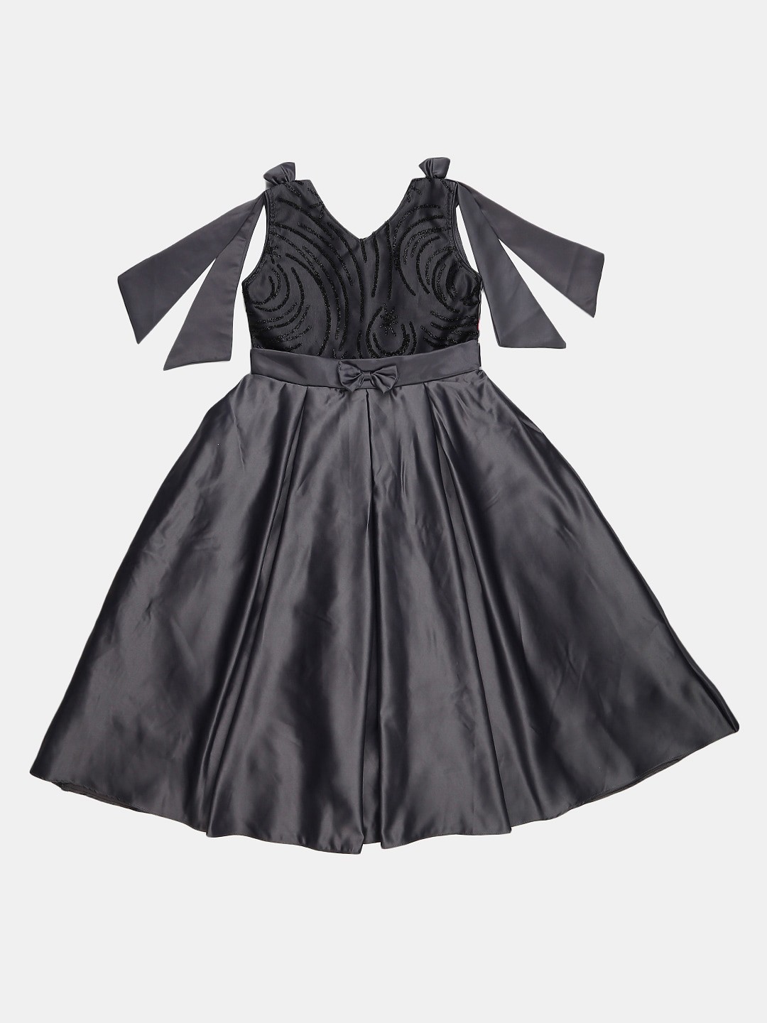 

V-Mart Girls Embellished Satin Dress, Grey