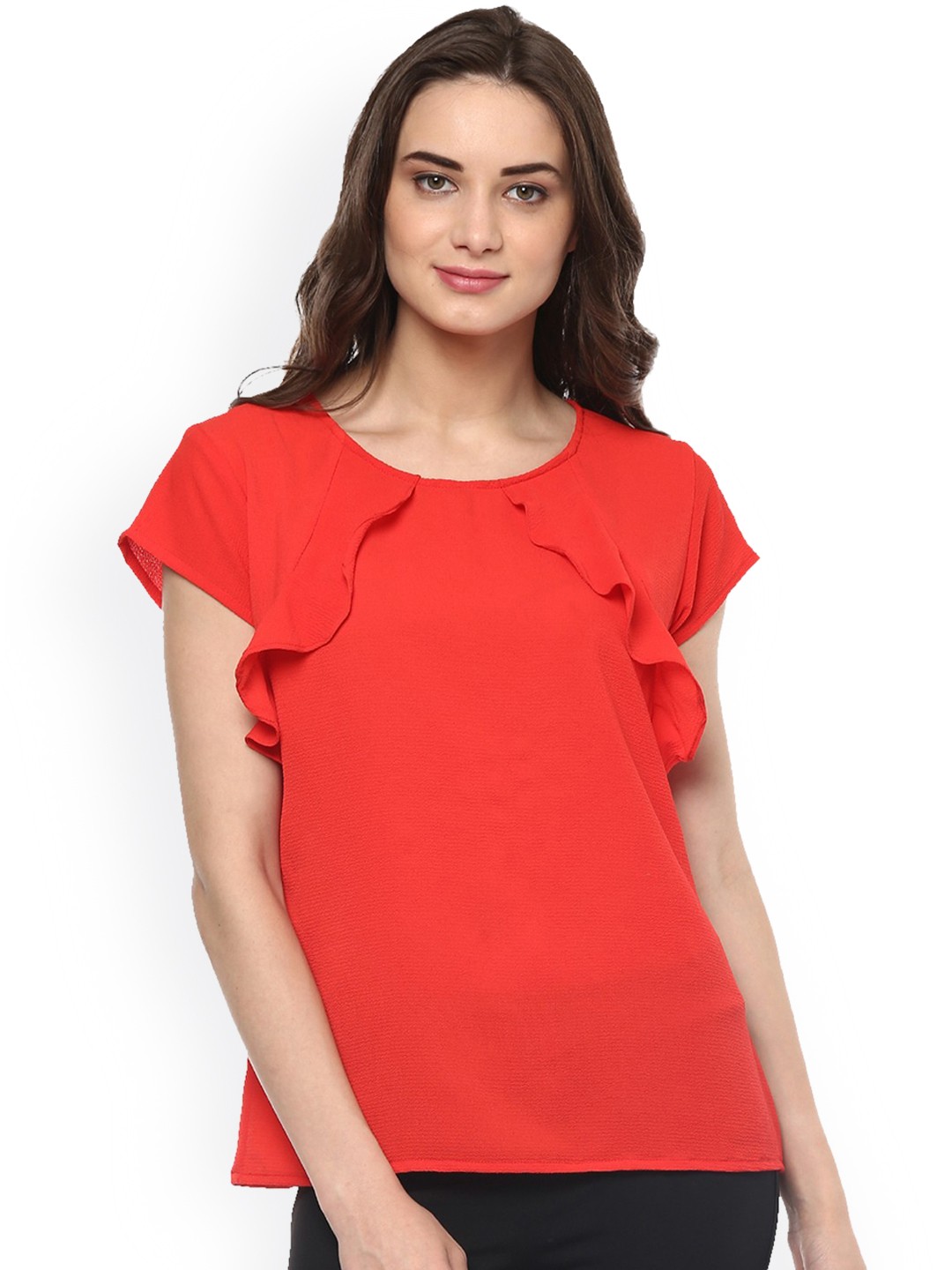 

Zima Leto Women Red Layered Solid Top