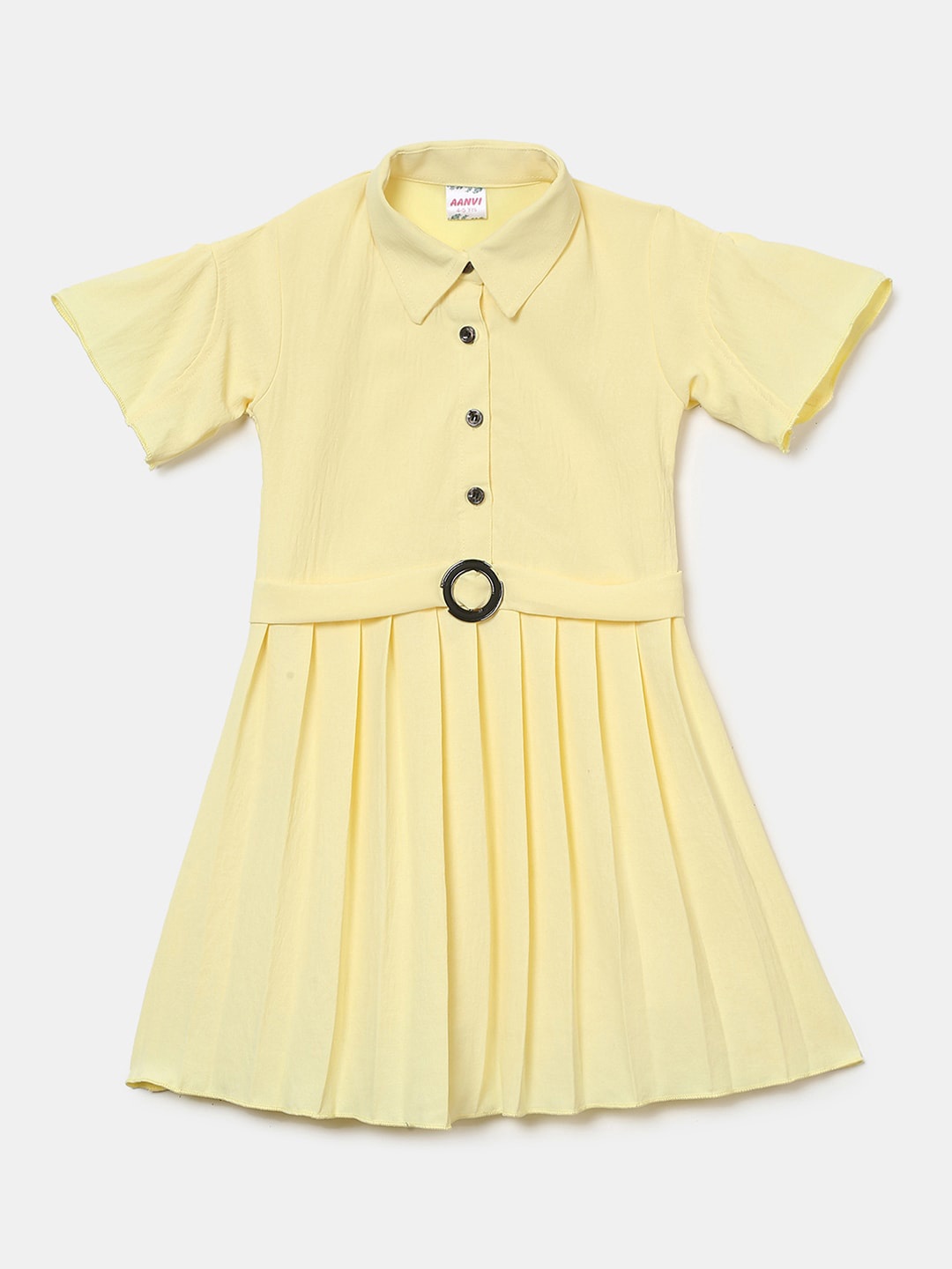 

V-Mart Girls Cotton Shirt Dress, Yellow