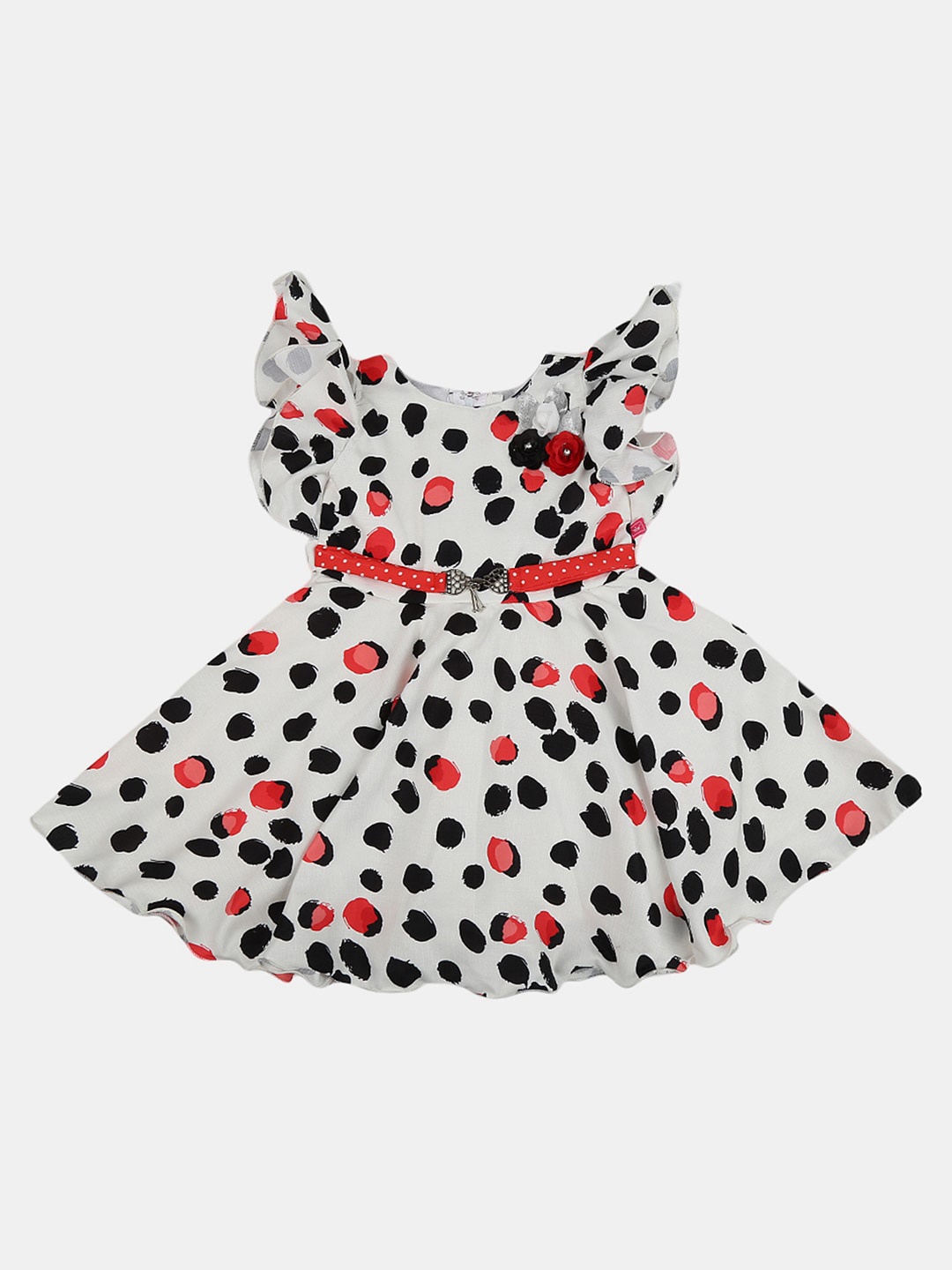 

V-Mart Girls Polka Dots Cotton Dress, White