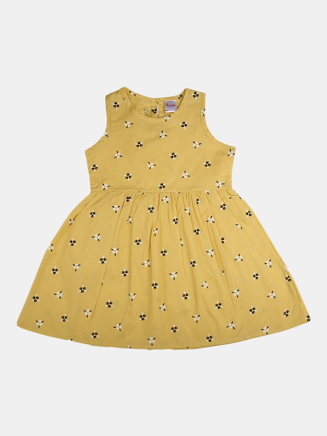 

V-Mart Girls Floral Cotton Dress, Yellow