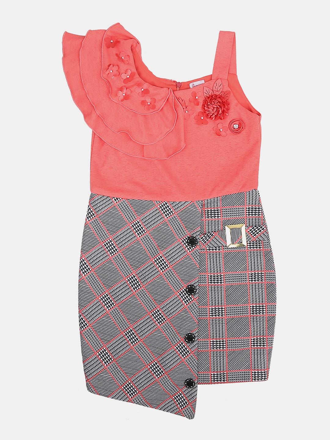 

V-Mart Checked Ruffled Sheath Dress, Pink