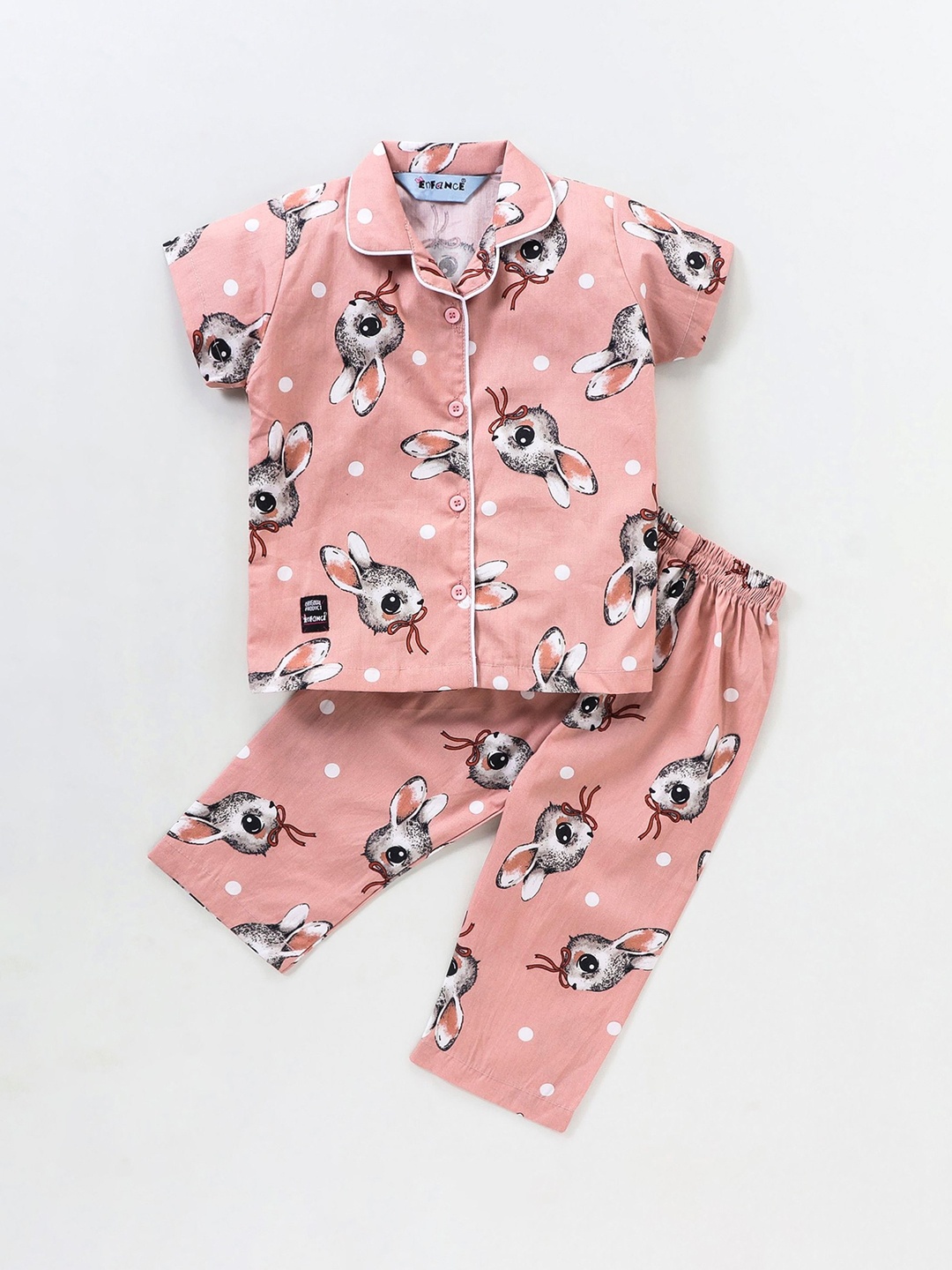 

Enfance Kids Printed Night suit, Peach
