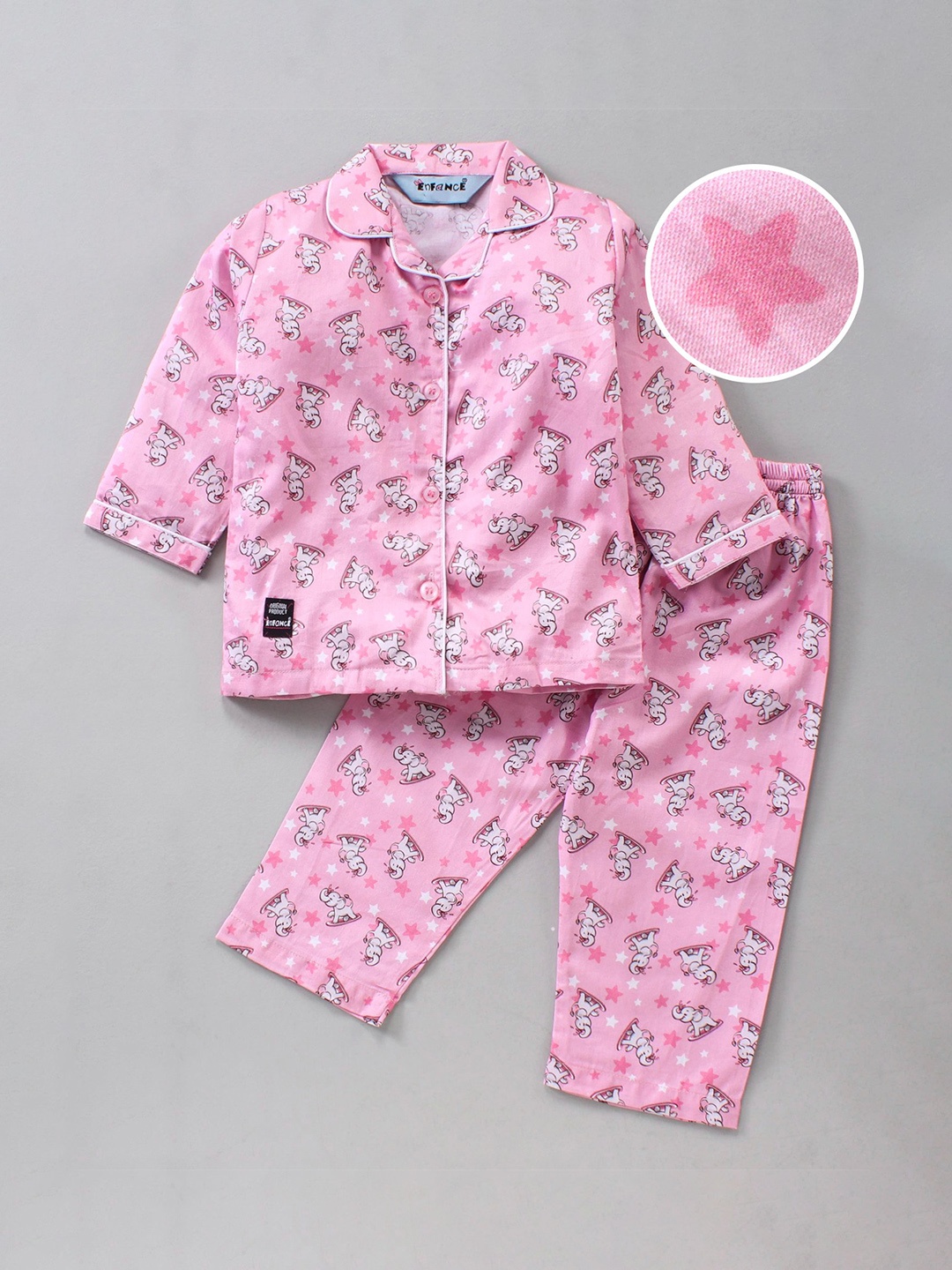 

Enfance Kids Printed Night suit, Pink