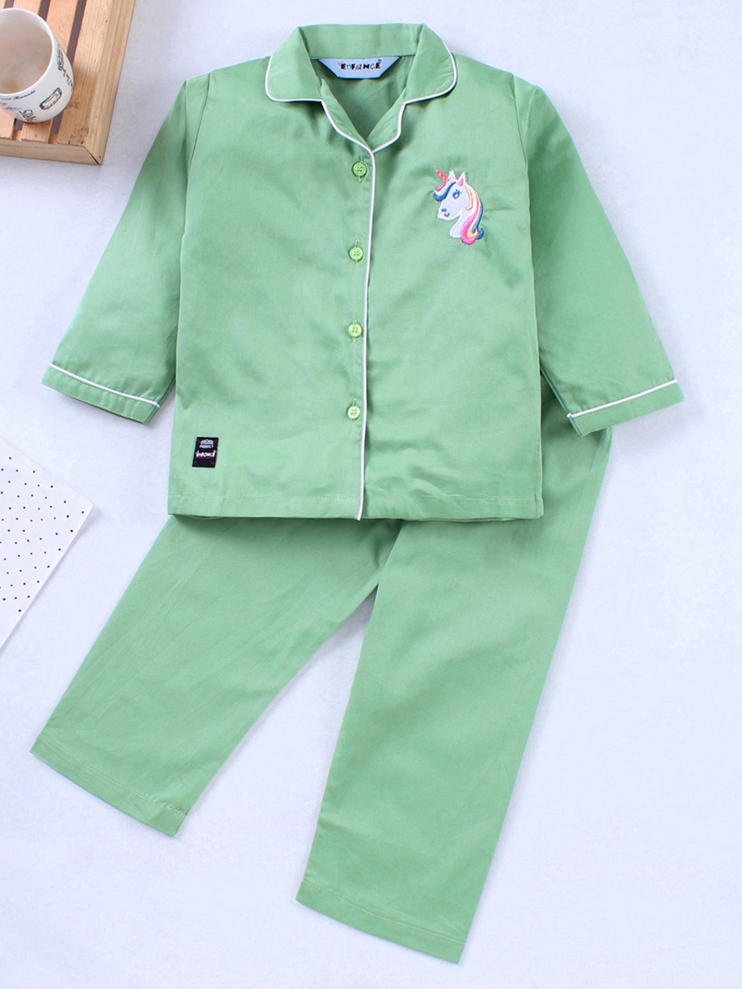 

Enfance Kids Printed Night suit, Green