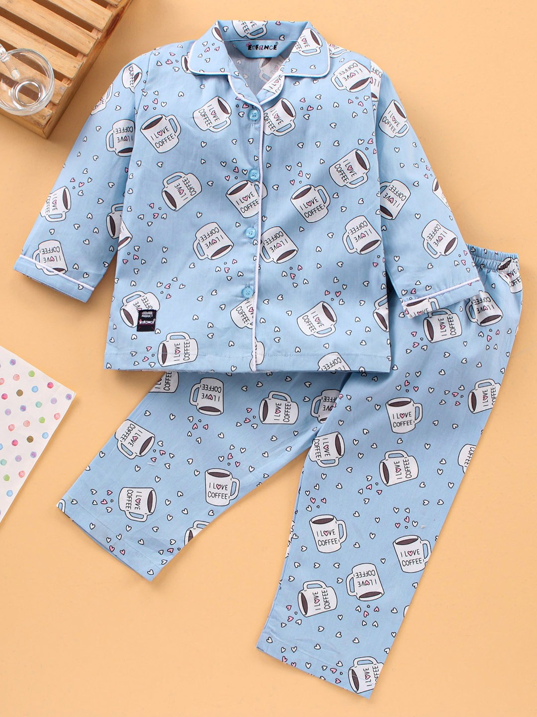

Enfance Kids Printed Night suit, Blue