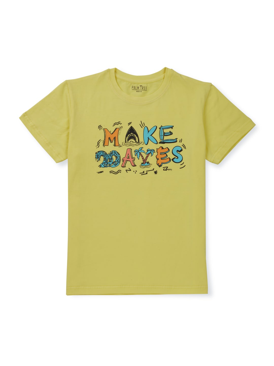 

Palm Tree Boys Typography Printed Cotton T-shirt, Mustard