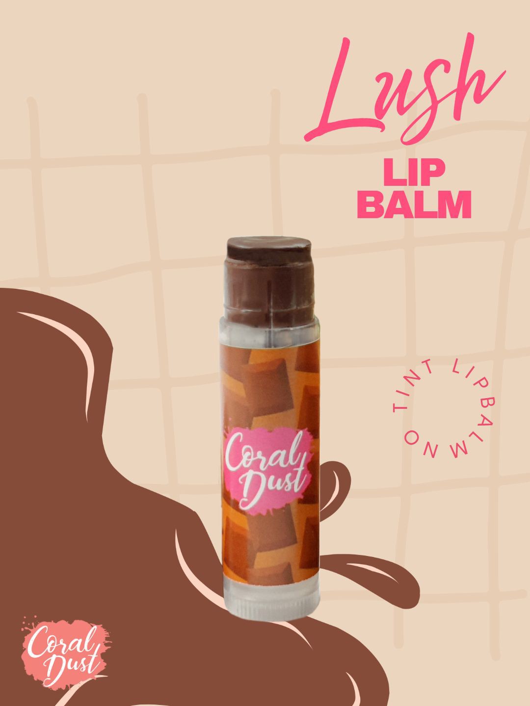 

Coral Dust Lush No Tint Lip Balm with Almond Oil & Shea Butter 5g - Chocolate, Brown