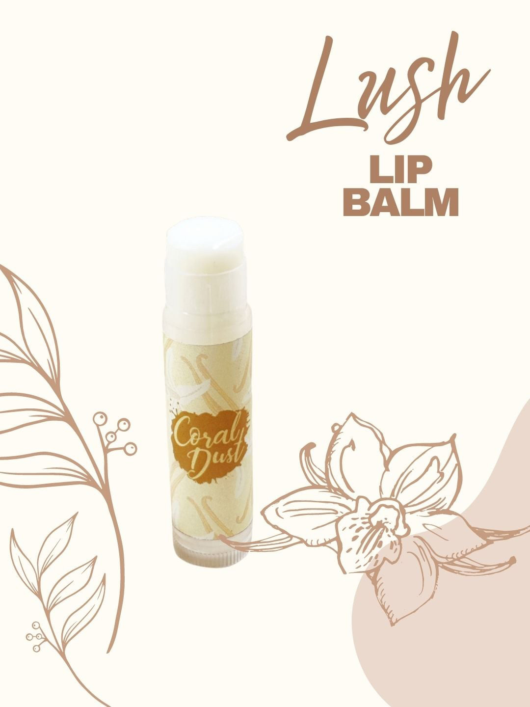 

Coral Dust Lush No Tint Lip Balm with Almond Oil & Shea Butter 5g - Vanilla, White