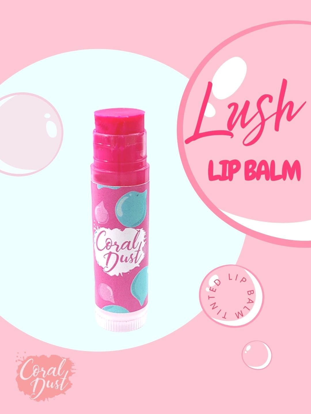 

Coral Dust Tinted Lip Balm with Almond Oil & Shea Butter 5 g - Bubble Gum, Pink