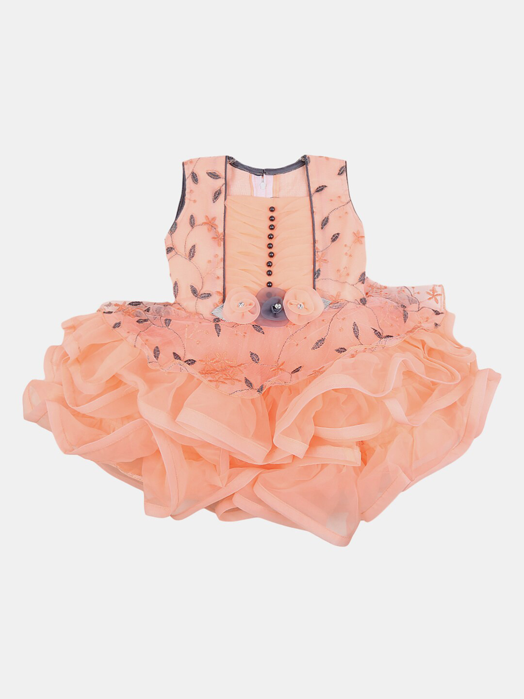 

V-Mart Girls Floral Embroidered Cotton Dress, Orange