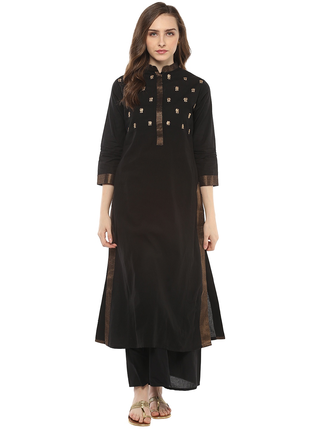 

Bhama Couture Women Black Solid Kurta with Palazzos