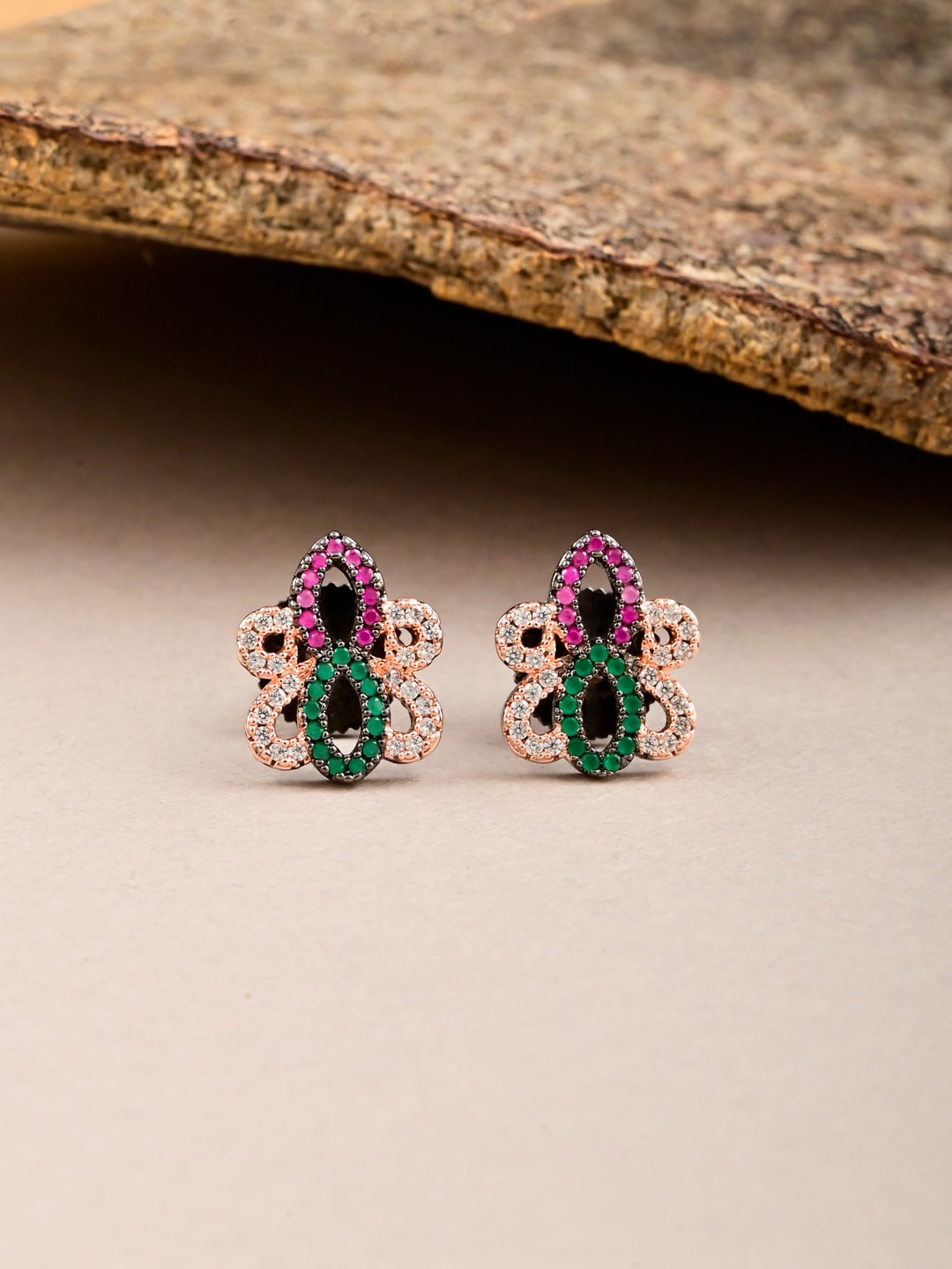 

Tistabene Gold-Plated Contemporary Studs Earrings, Green