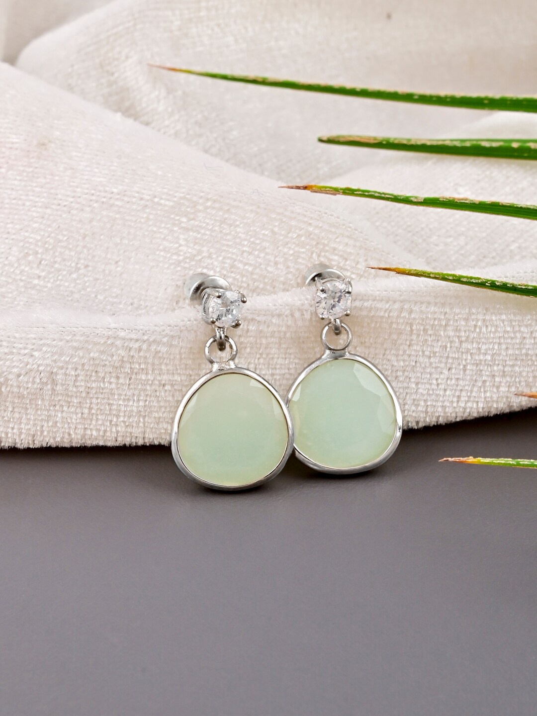 

Tistabene Silver-Plated Contemporary Drop Earrings, Sea green
