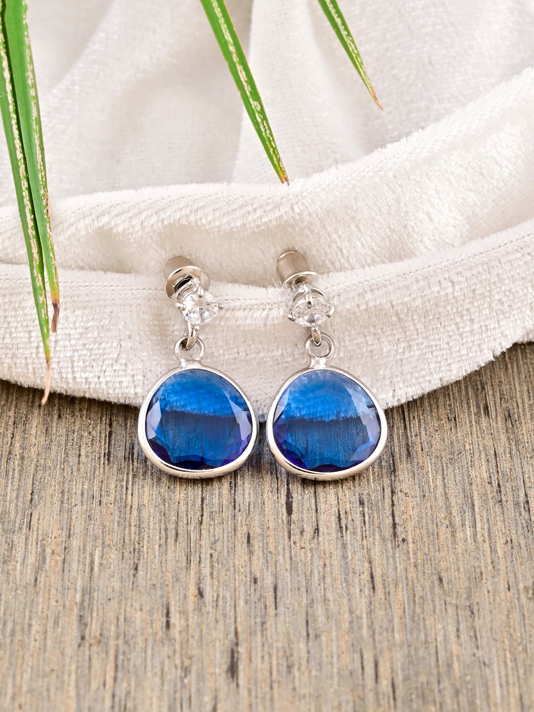 

Tistabene Silver-Plated Contemporary Drop Earrings, Blue