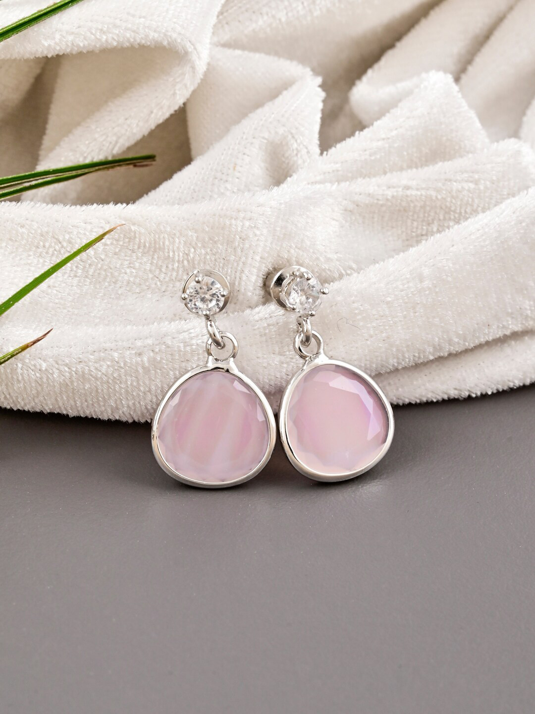 

Tistabene Silver-Plated Contemporary Drop Earrings, Pink