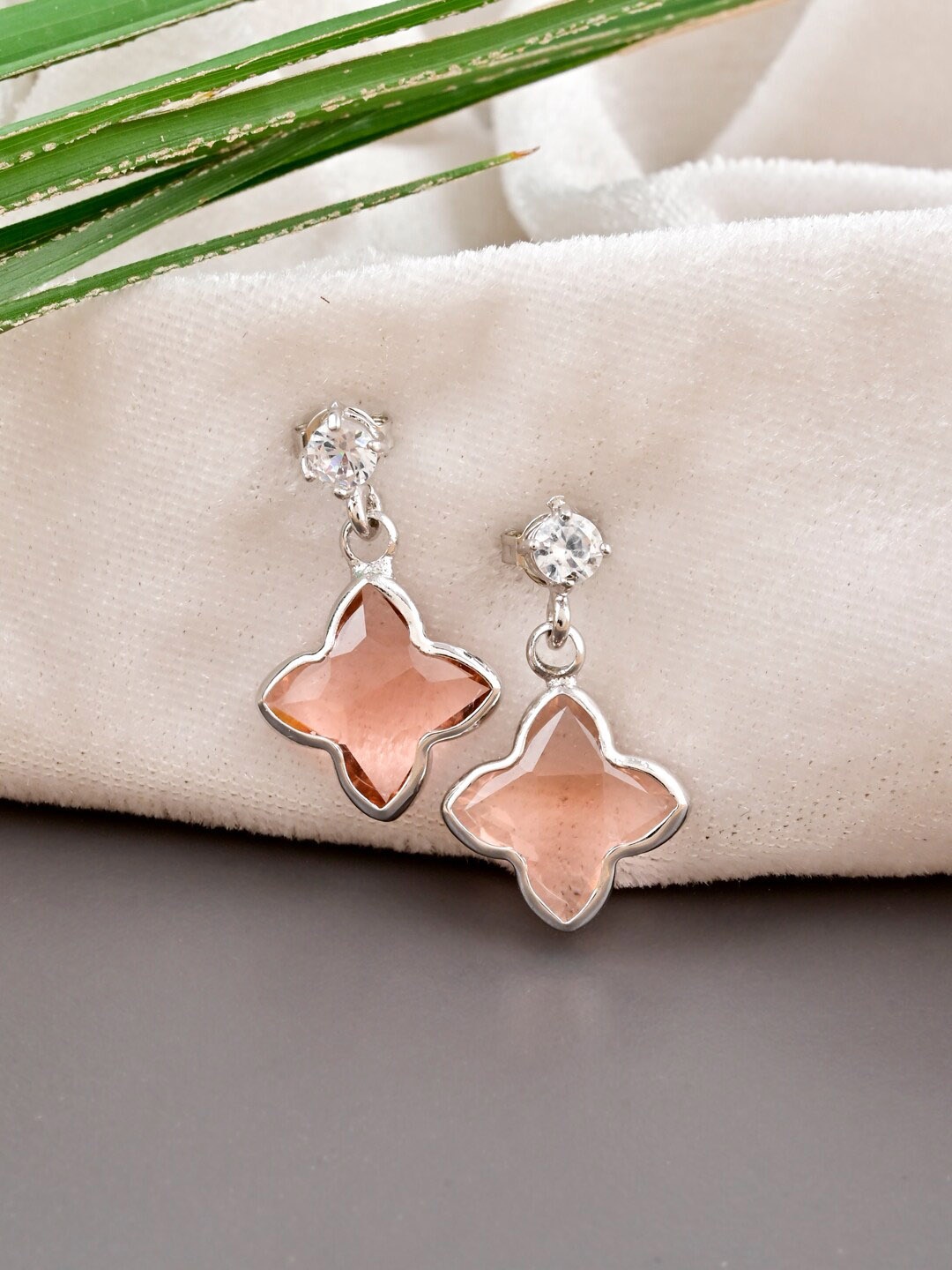 

Tistabene Silver-Plated Contemporary Drop Earrings, Pink