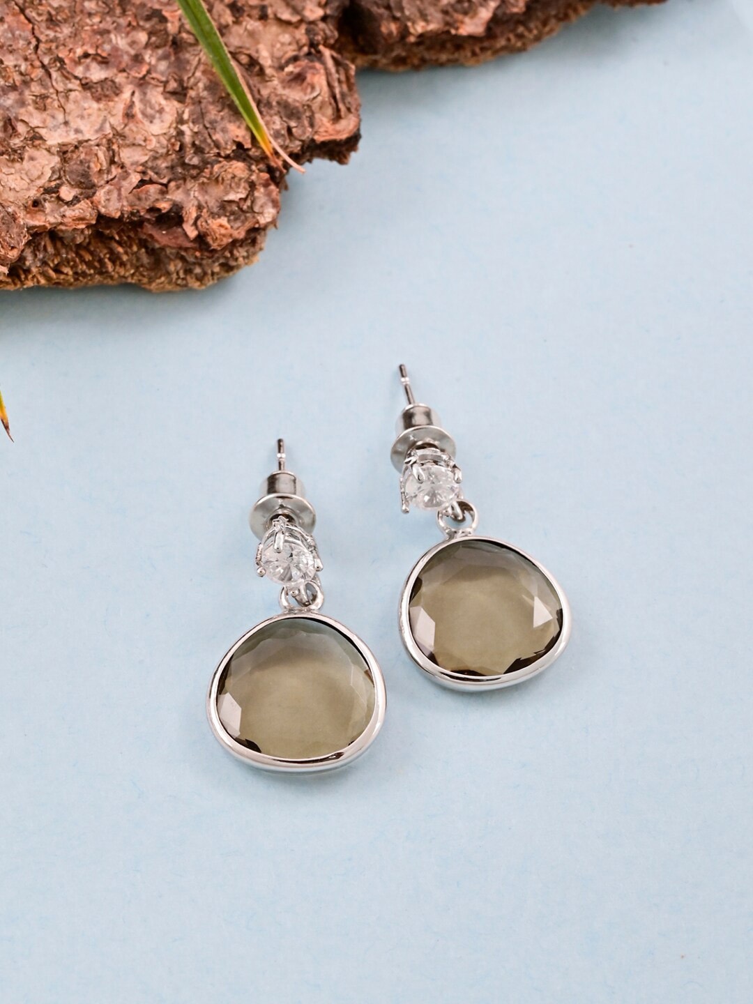 

Tistabene Silver-Plated Contemporary Drop Earrings, Grey