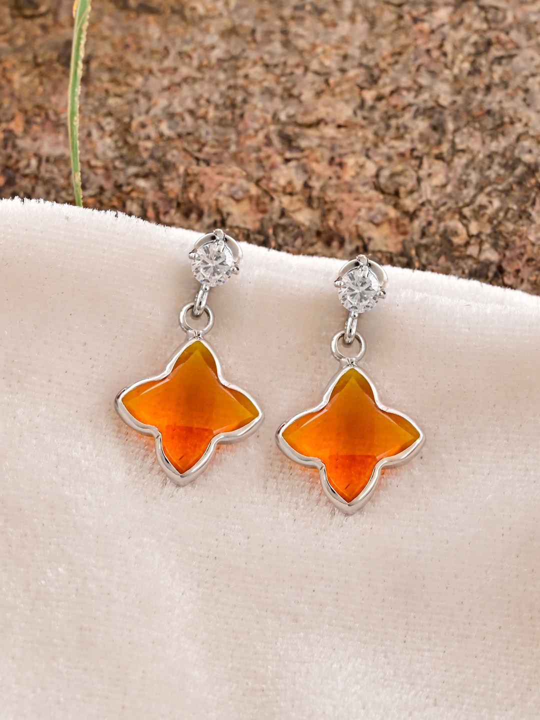 

Tistabene Gold-Plated Contemporary Drop Earrings, Orange