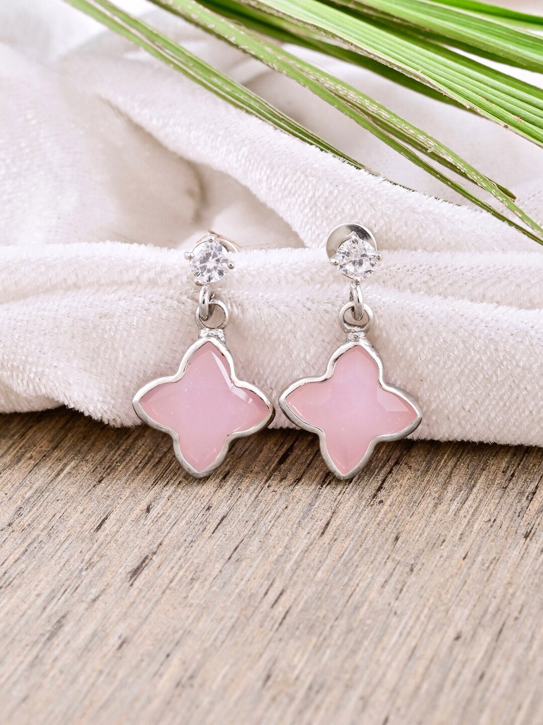 

Tistabene Silver-Plated Contemporary Drop Earrings, Pink