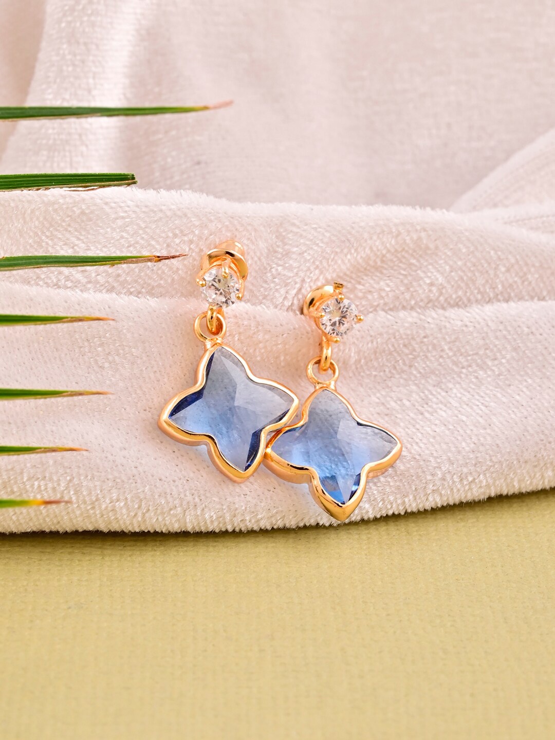 

Tistabene Rose Gold-Plated Contemporary Drop Earrings, Blue
