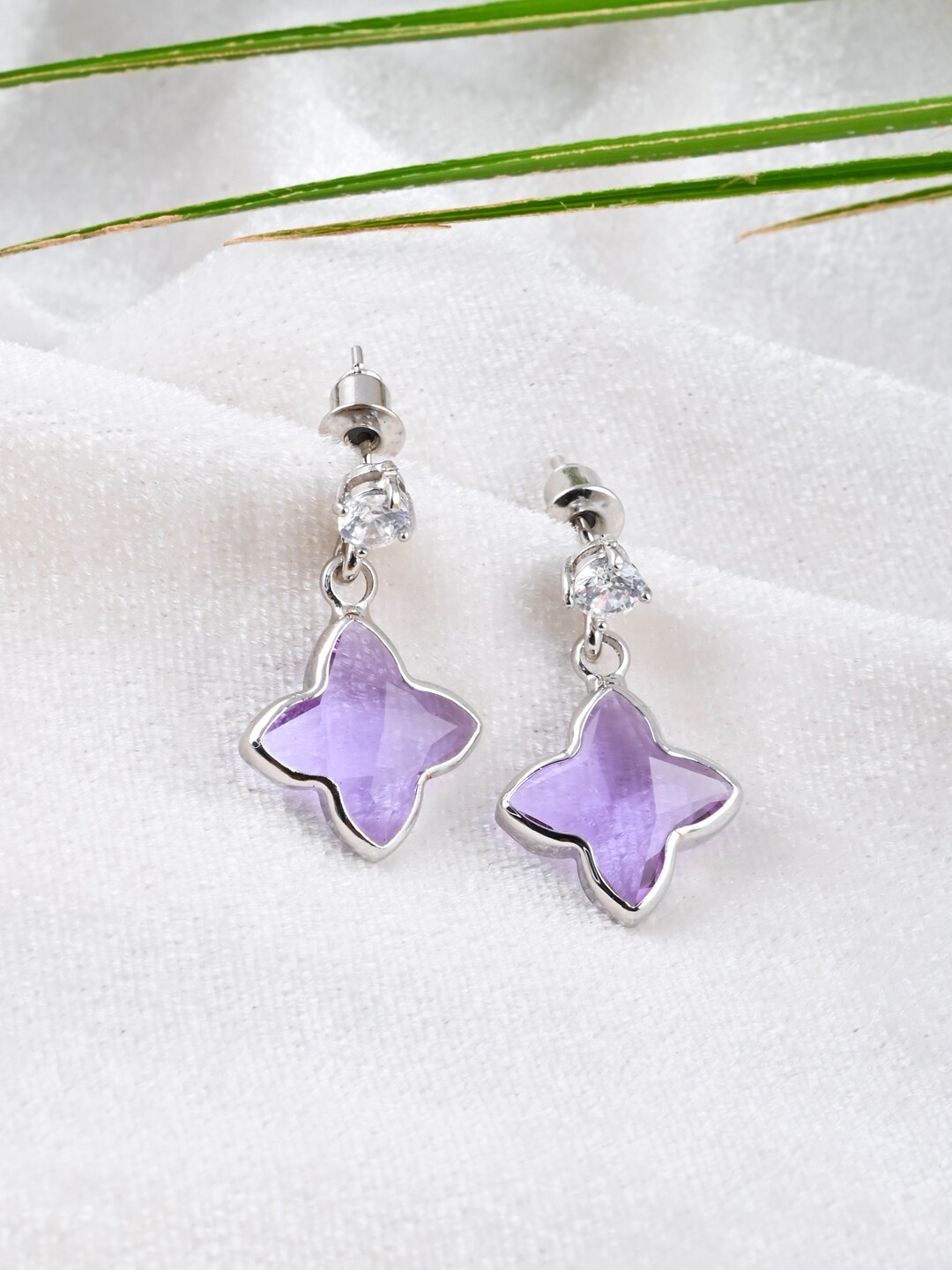 

Tistabene Silver-Plated Contemporary Drop Earrings, Lavender