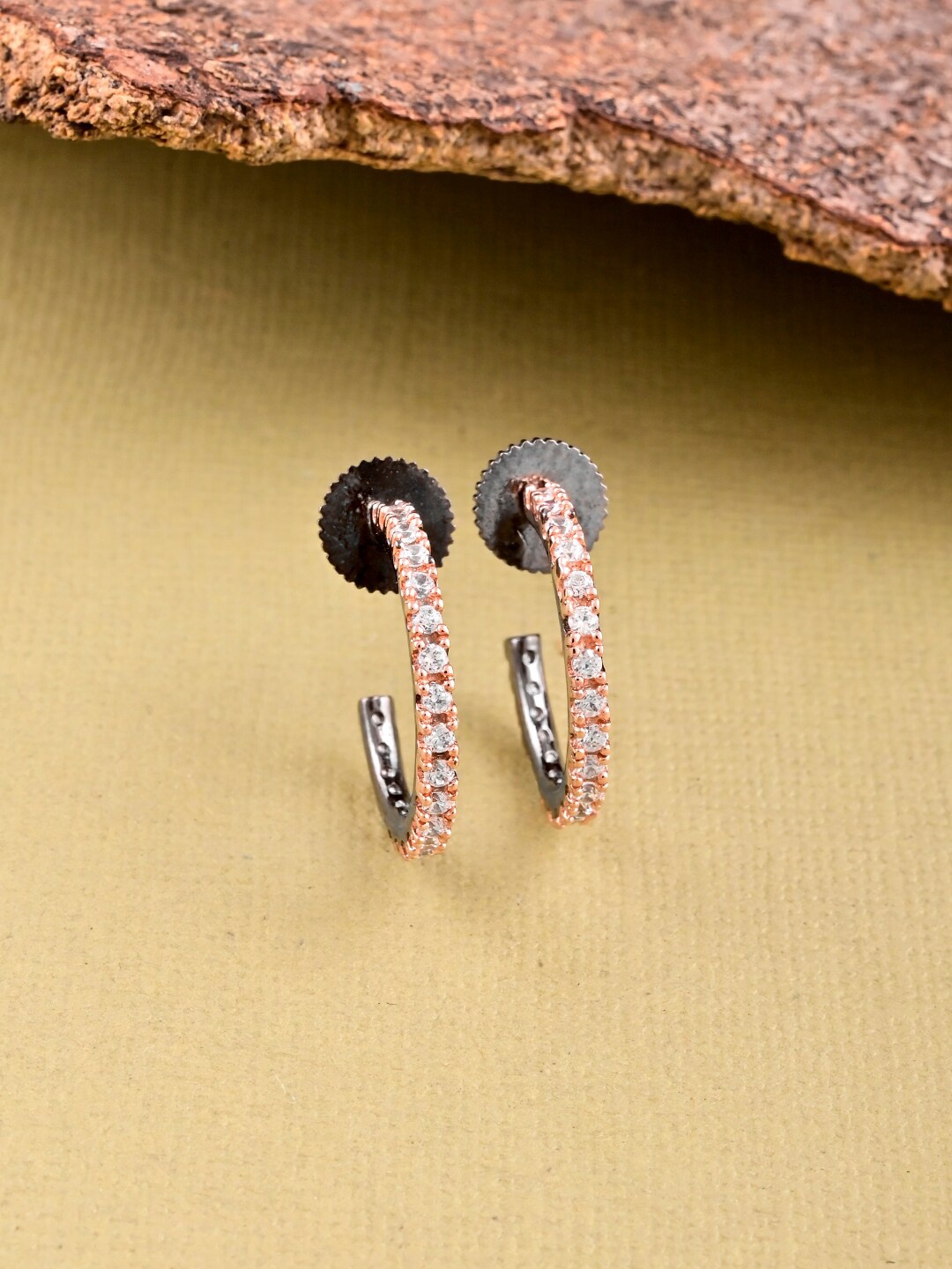 

Tistabene Gold-Plated Contemporary Half Hoop Earrings, White