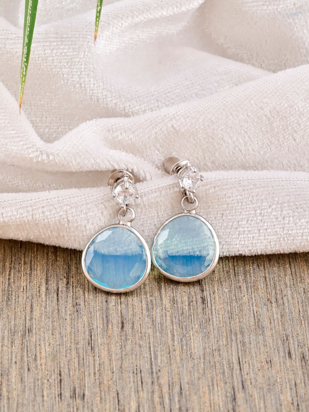 

Tistabene Silver-Plated Contemporary Drop Earrings, Blue
