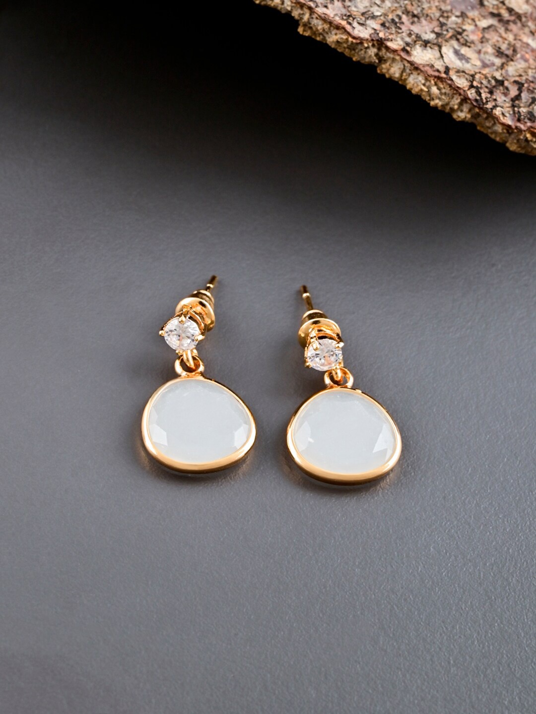 

Tistabene Gold-Plated Contemporary Drop Earrings, White