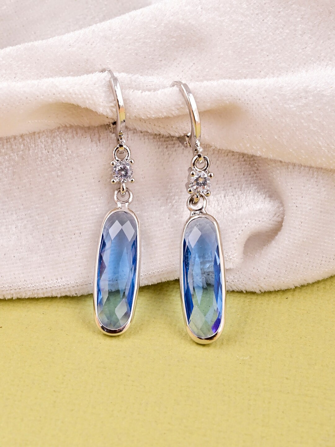 

Tistabene Silver Plated Contemporary Drop Earrings, Blue
