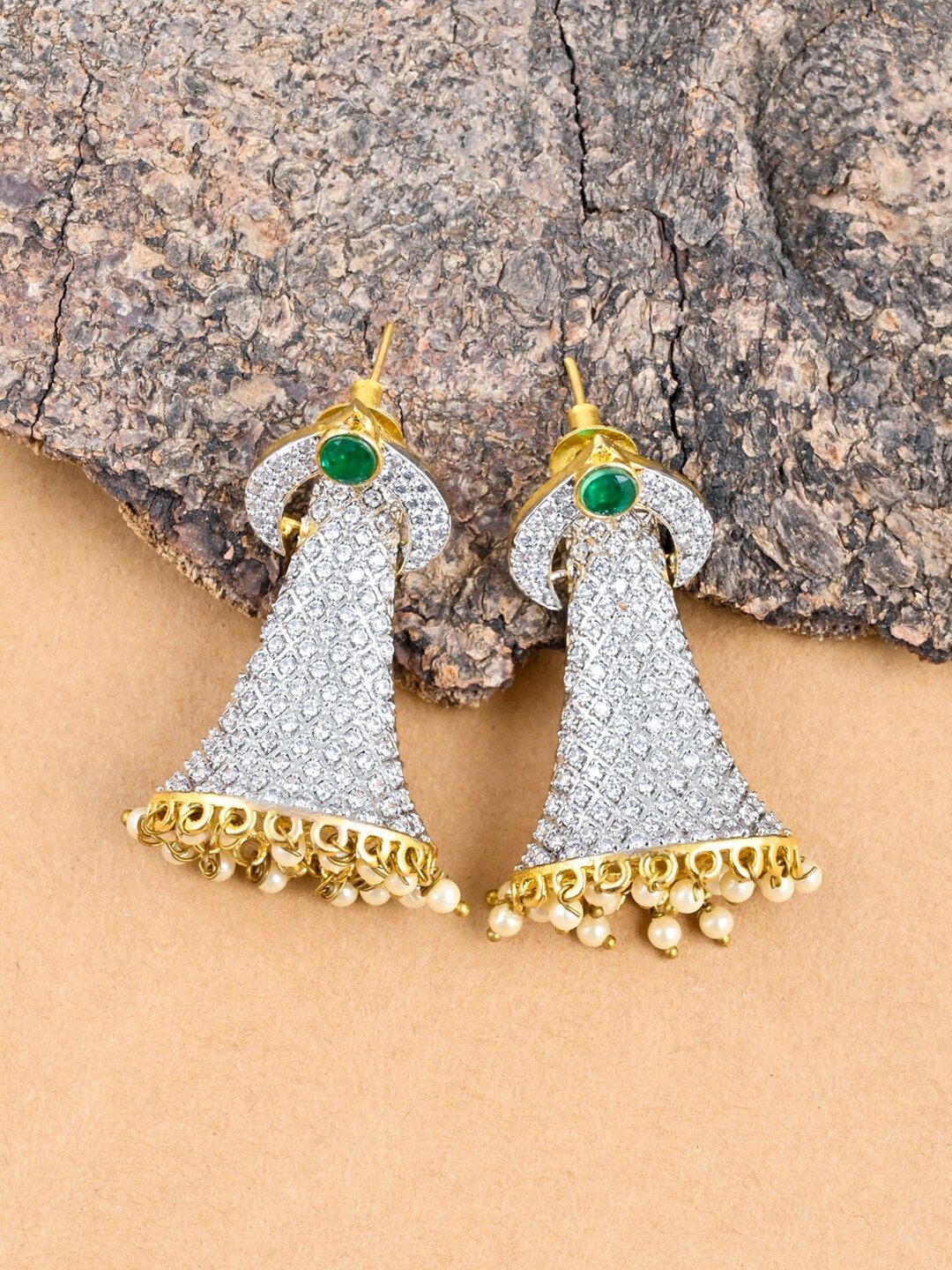 

Tistabene Gold Plated Classic Jhumkas Earrings, Green
