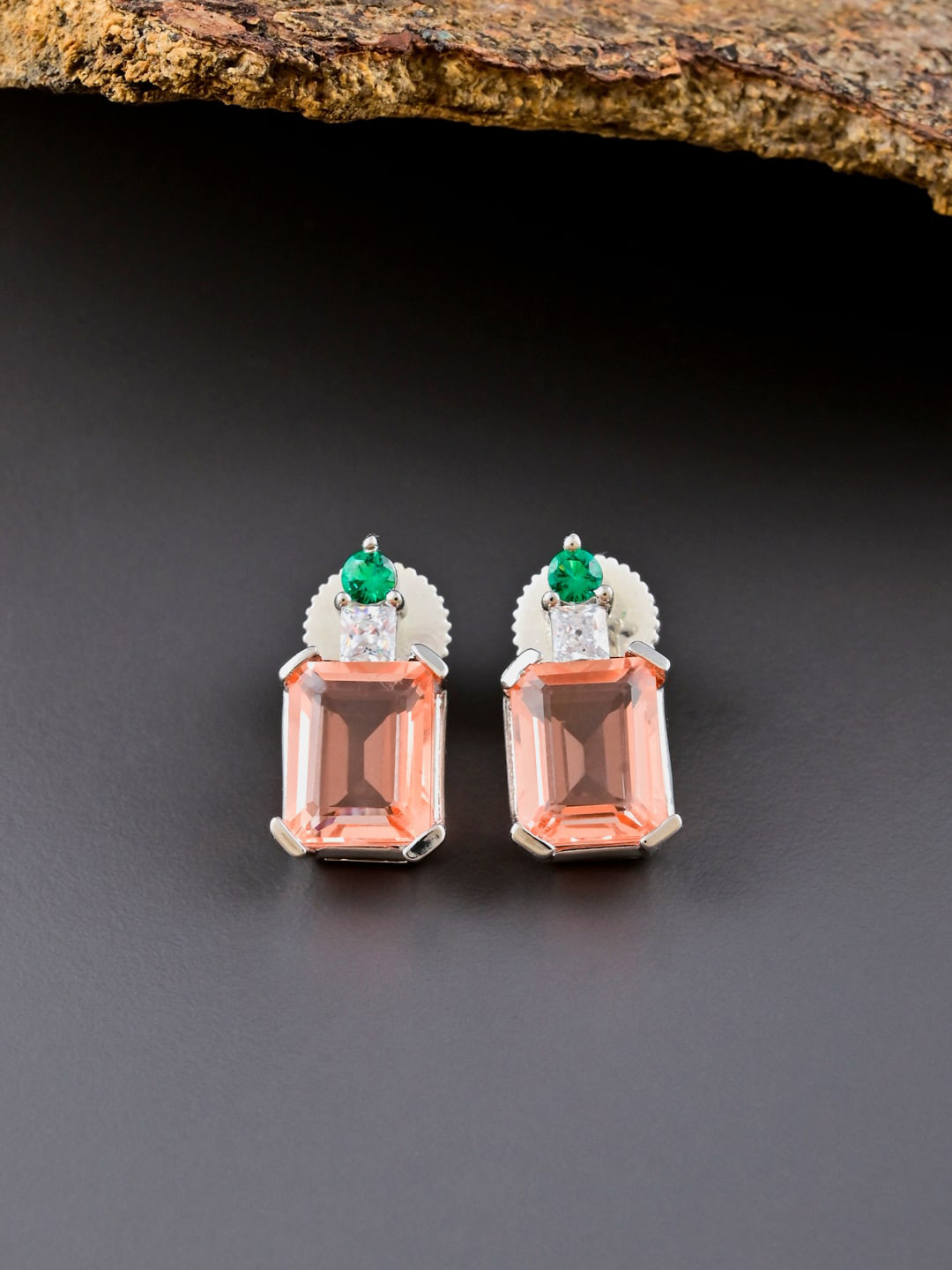 

Tistabene Gold Plated Square Studs Earrings, Green