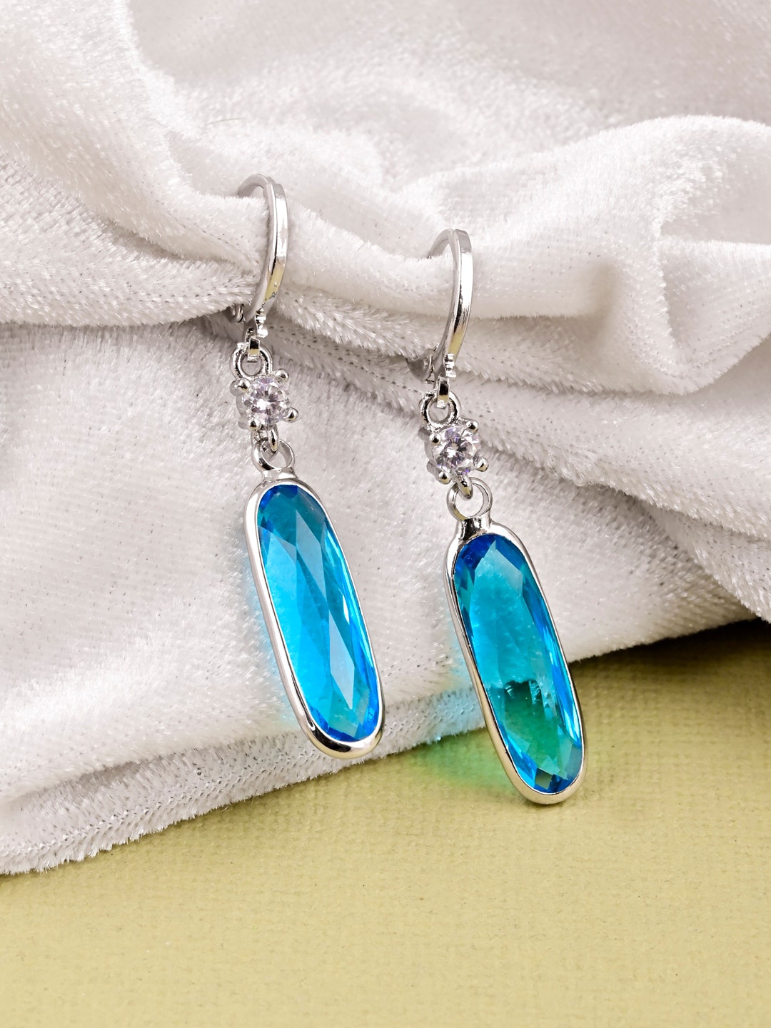 

Tistabene Silver Plated Oval Drop Earrings, Blue