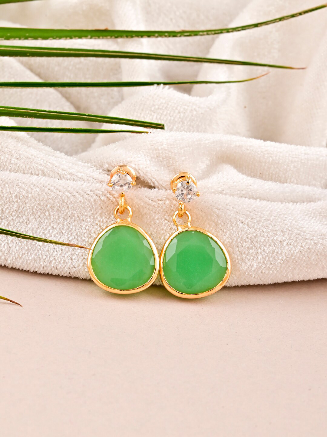 

Tistabene Gold- Plated Contemporary Drop Earrings, Green