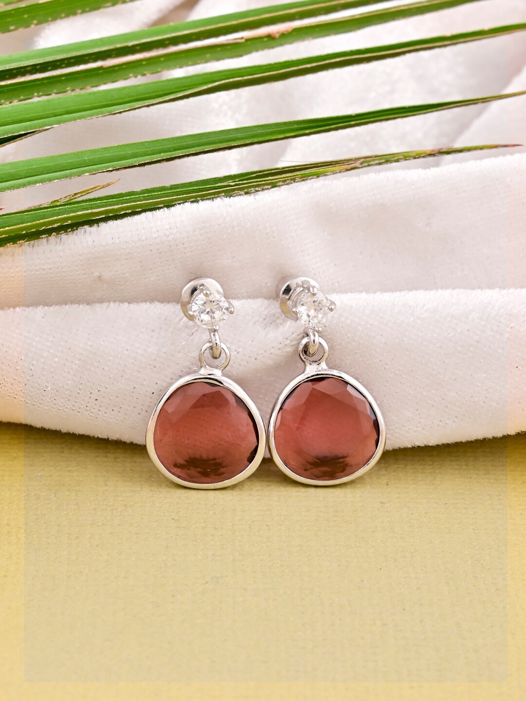 Tistabene Silver-Plated Circular Drop Earrings, Rust