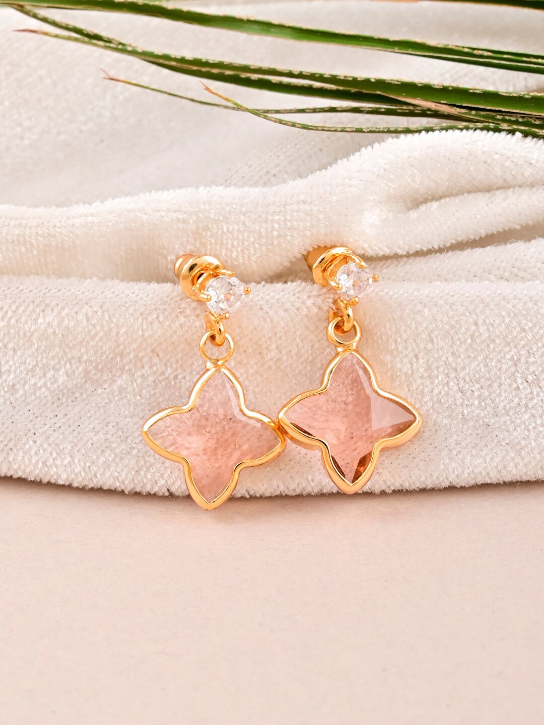 

Tistabene Gold-Plated Star Shaped Drop Earrings, Pink