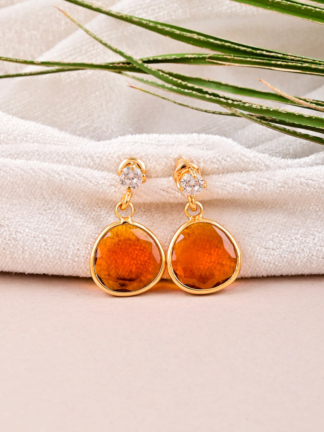 

Tistabene Gold-Plated Oval Drop Earrings, Orange