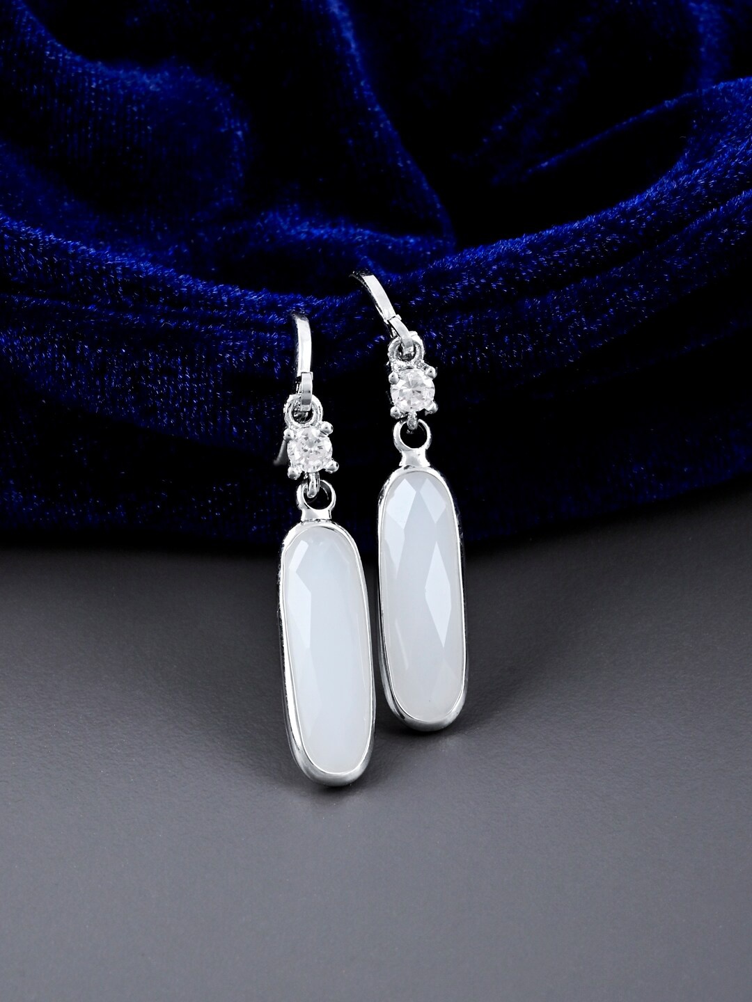 

Tistabene Silver-Plated Contemporary Drop Earrings, White