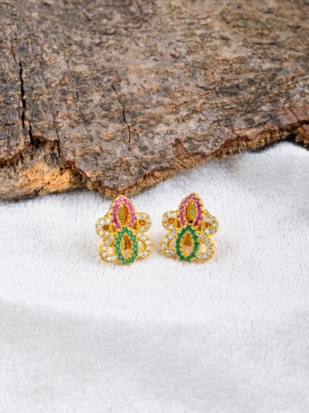 

Tistabene Gold-Plated Contemporary Studs Earrings, Green