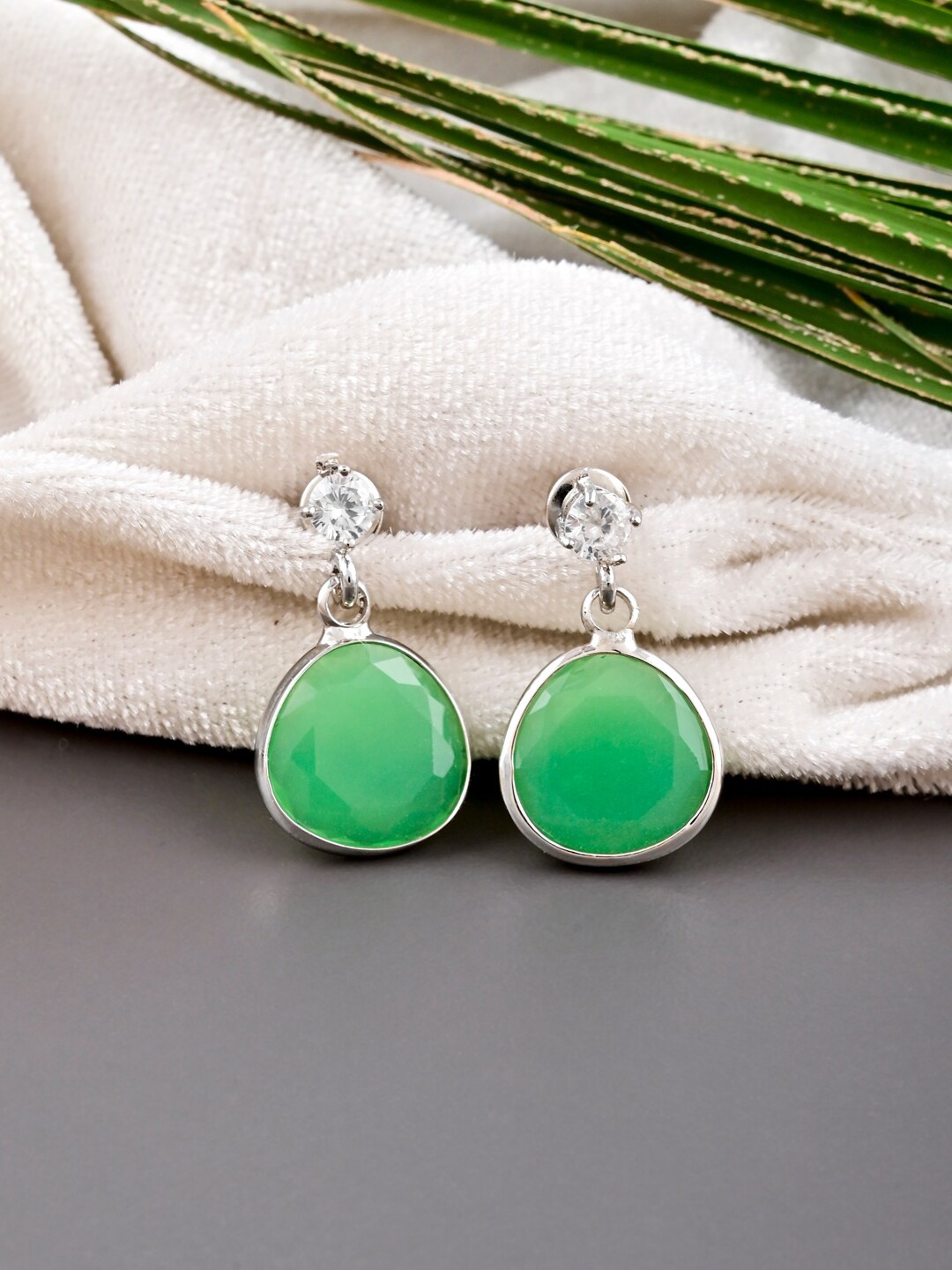 

Tistabene Gold-Plated Contemporary Drop Earrings, Green