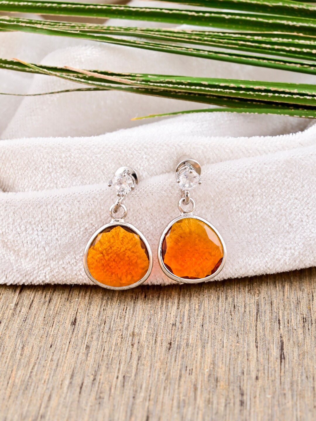 

Tistabene Silver-Plated Contemporary Drop Earrings, Orange