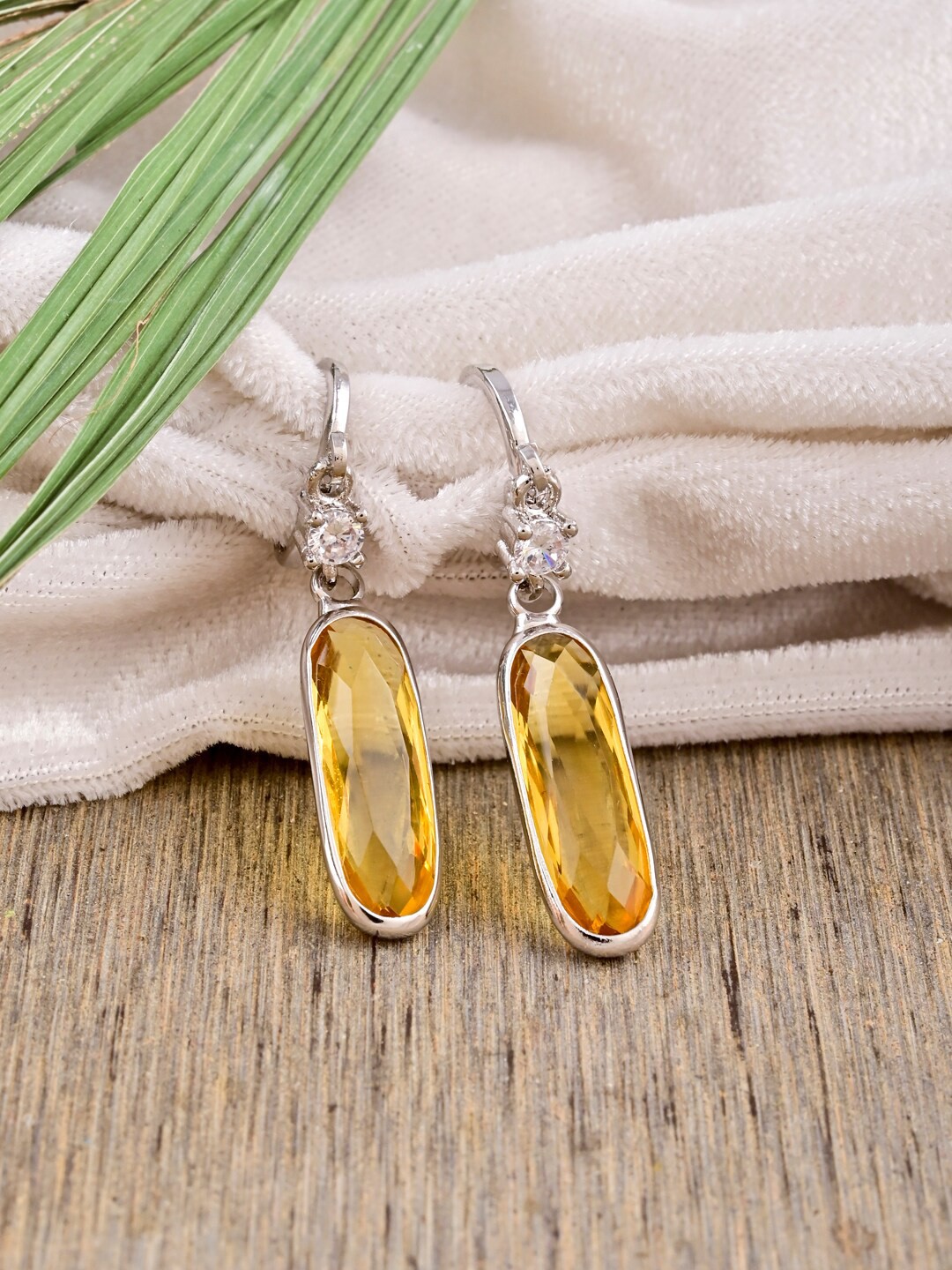 

Tistabene Silver-Plated Contemporary Drop Earrings, Orange