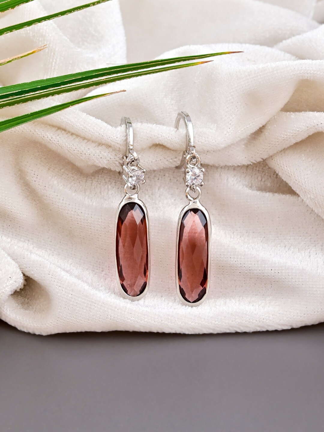 

Tistabene Silver-Plated Contemporary Drop Earrings, Purple