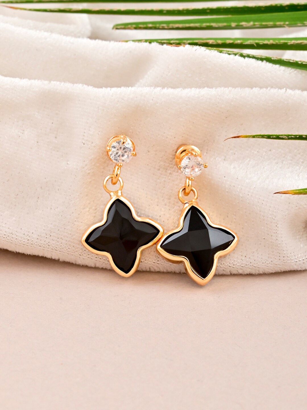 

Tistabene Gold Plated Contemporary Drop Earrings, Black
